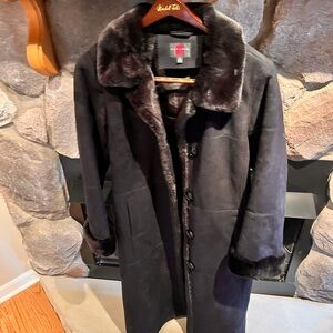Gallery Womens Faux Fur Micro Suede Coat